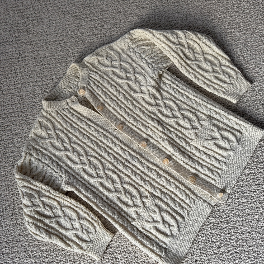 Vintage Cable Knit Cream Sweater from Edinburgh Scotland